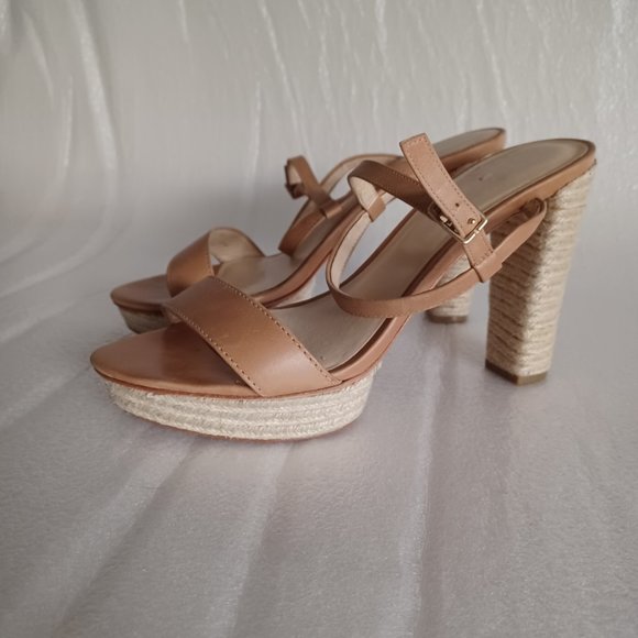 Talbots Tan Heels Sandals Leather Upper Spadrilles - Picture 1 of 13